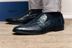 Roma Crocodile Penny Loafer | Navy