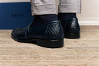 Roma Crocodile Penny Loafer | Navy