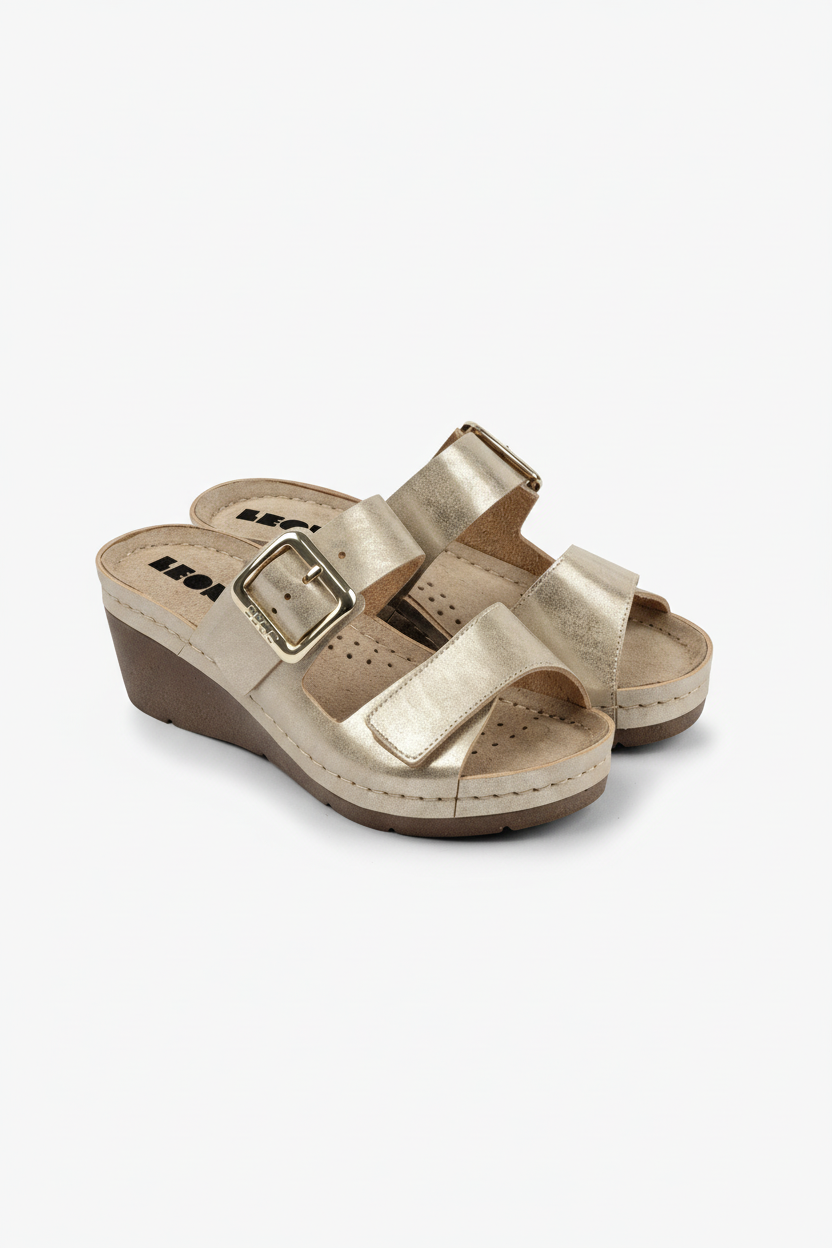 Amara by LEON Women’s Leather Sandals | Adjustable Comfort Sandals with Gel-Insole