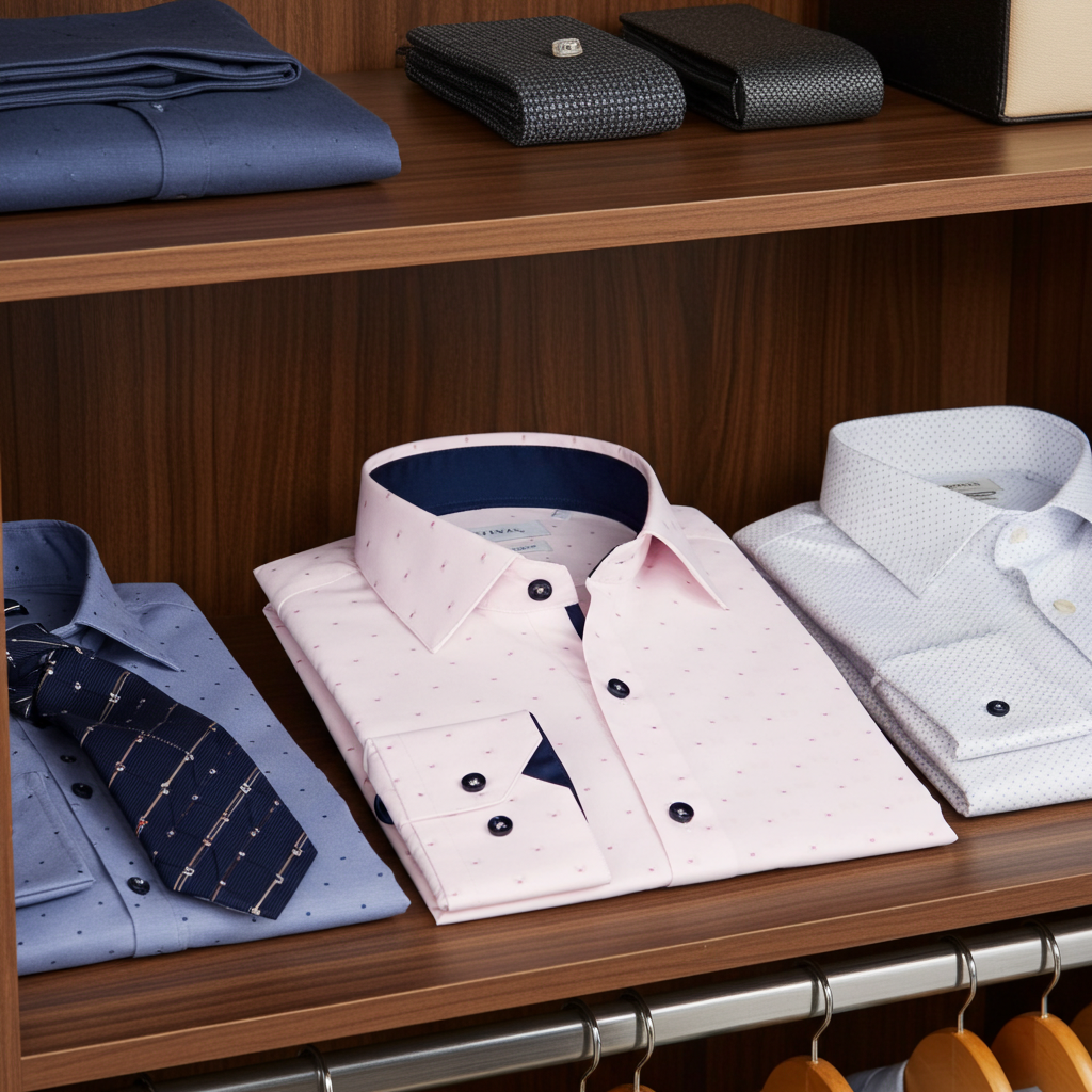 George Button-Up Shirt with Contrast Details Pink | Regular Fit