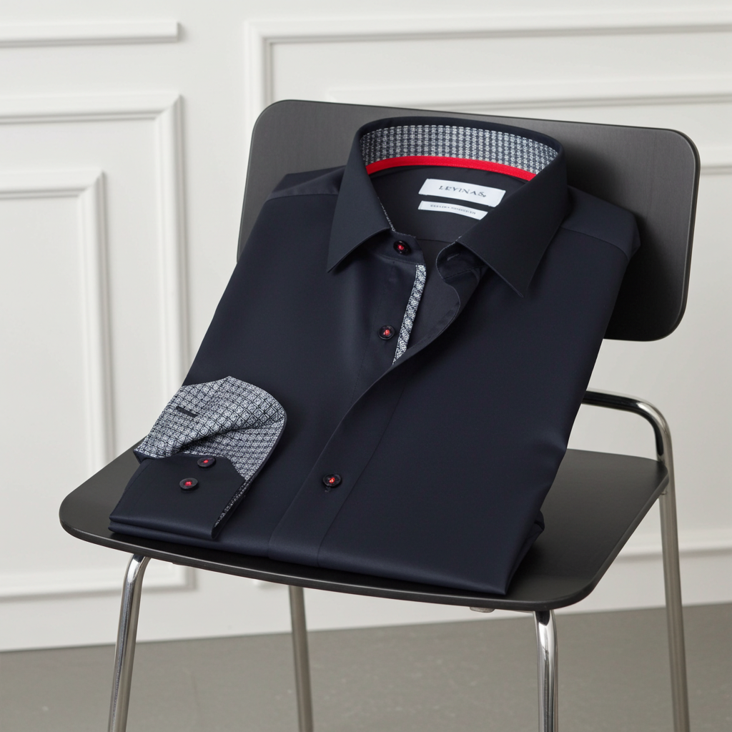 David Button-Up Shirt with Contrast Details Black | Contemporary Fit (Regular)