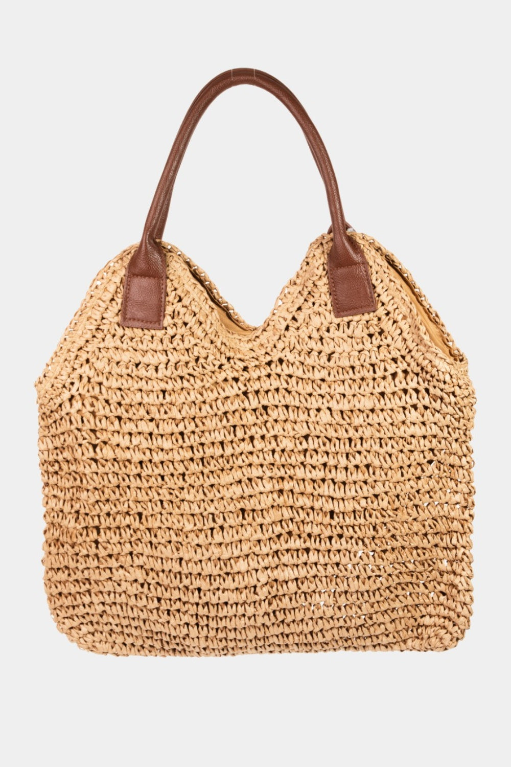 Straw Braided Faux Leather Strap Shoulder Bag