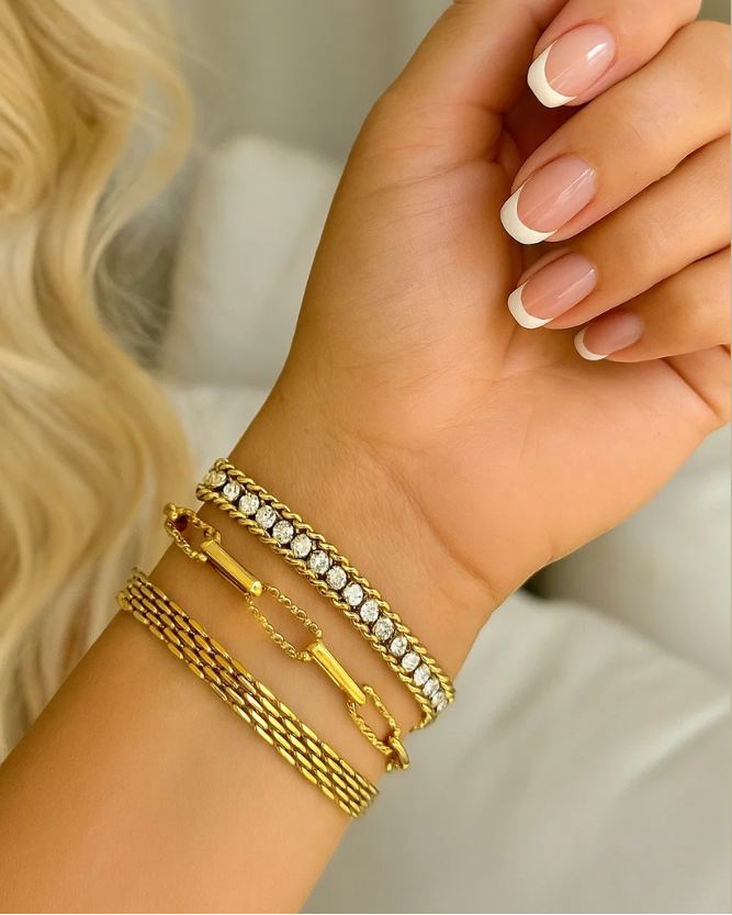 Amelia Sparkle Stack Adjustable CZ Chain Bracelet
