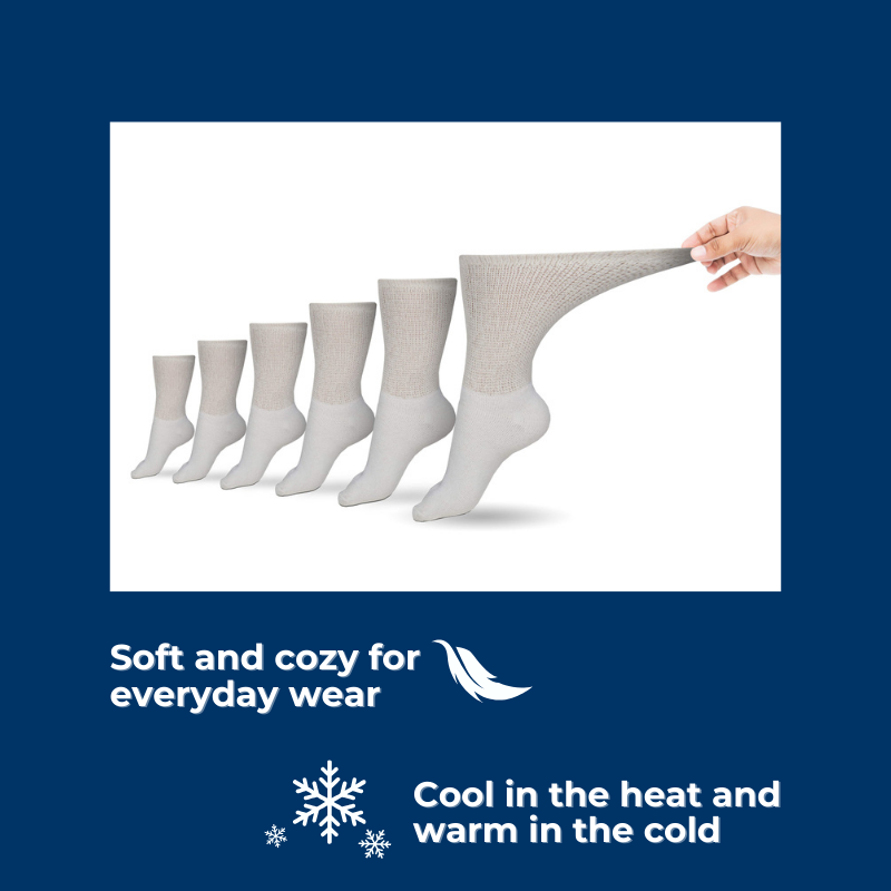 Women's Cotton Diabetic Crew Socks | 6 Pairs