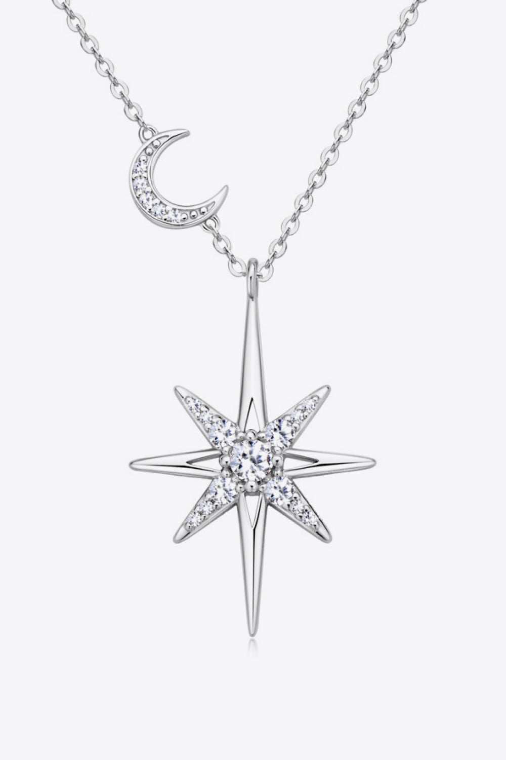 Star & Moon Silver Pendant Necklace