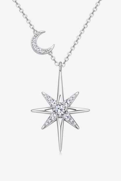 Star & Moon Silver Pendant Necklace