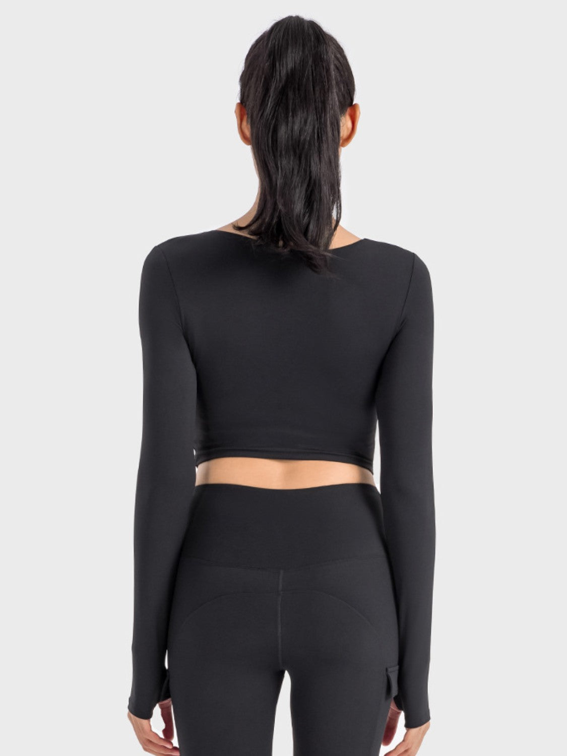 Ruched Cropped Long Sleeve Sports Top