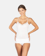 EGI Luxury Wool Silk Camisole Spaghetti Straps Top with Lace