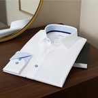 Gordon Button-Up Shirt with Contrast Details in White | Contemporary Fit (Regular)