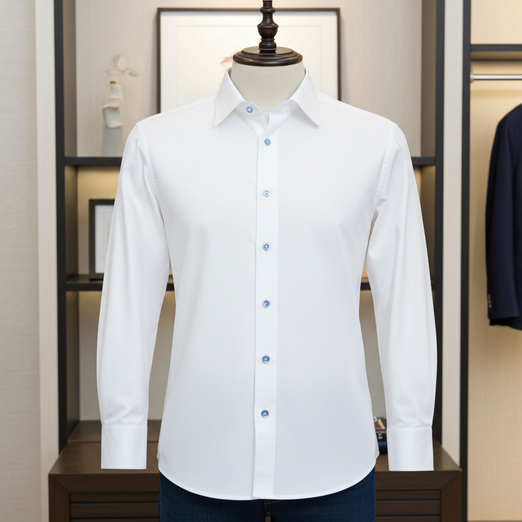 Gordon Button-Up Shirt with Contrast Details in White | Contemporary Fit (Regular)