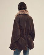 Fireladyfur Sheepskin Parka Coat with Two-Tone Toscana Coyote Fur Collar