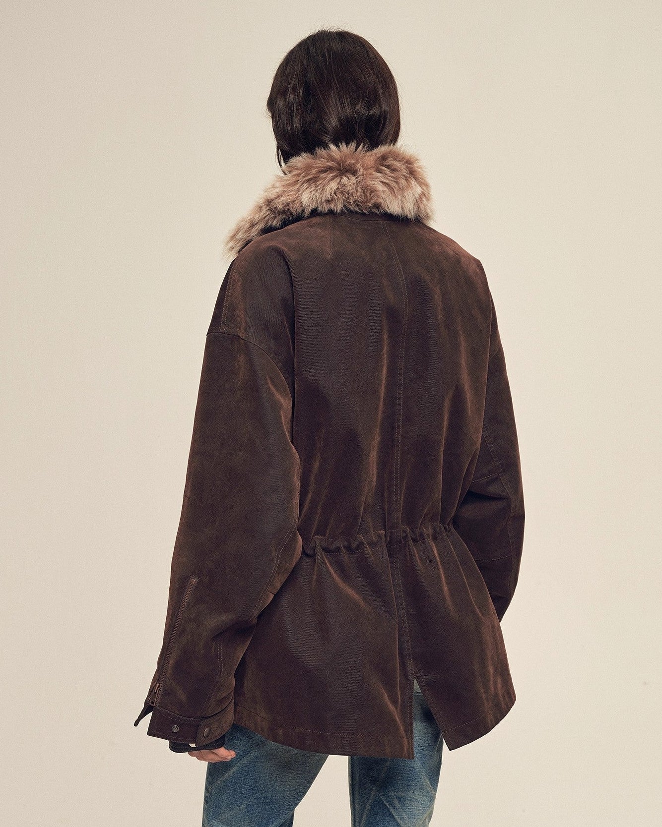 Fireladyfur Sheepskin Parka Coat with Two-Tone Toscana Coyote Fur Collar
