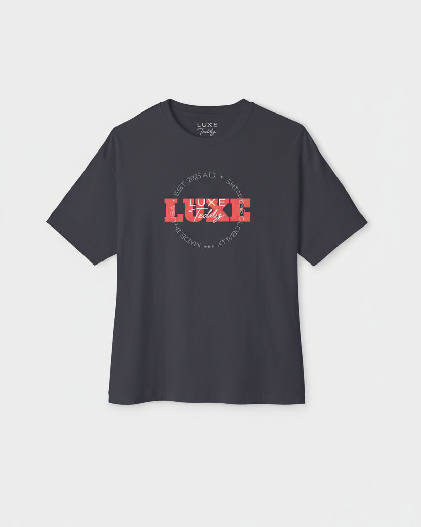 Luxe Teddy Oversized Vintage Red 'LUXE' Boxy Tee | 1022