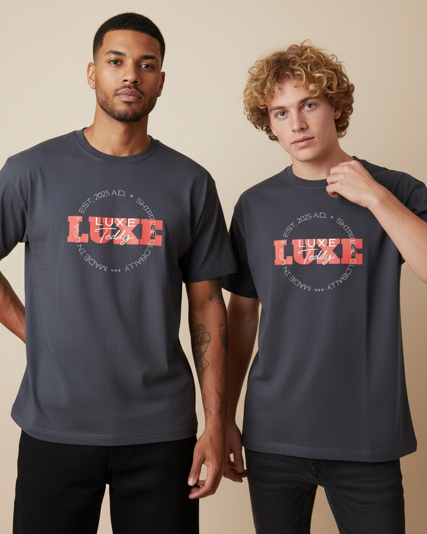 Luxe Teddy Oversized Vintage Red 'LUXE' Boxy Tee | 1022