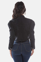 Denim Crop Jacket Black