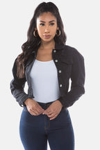 Denim Crop Jacket Black