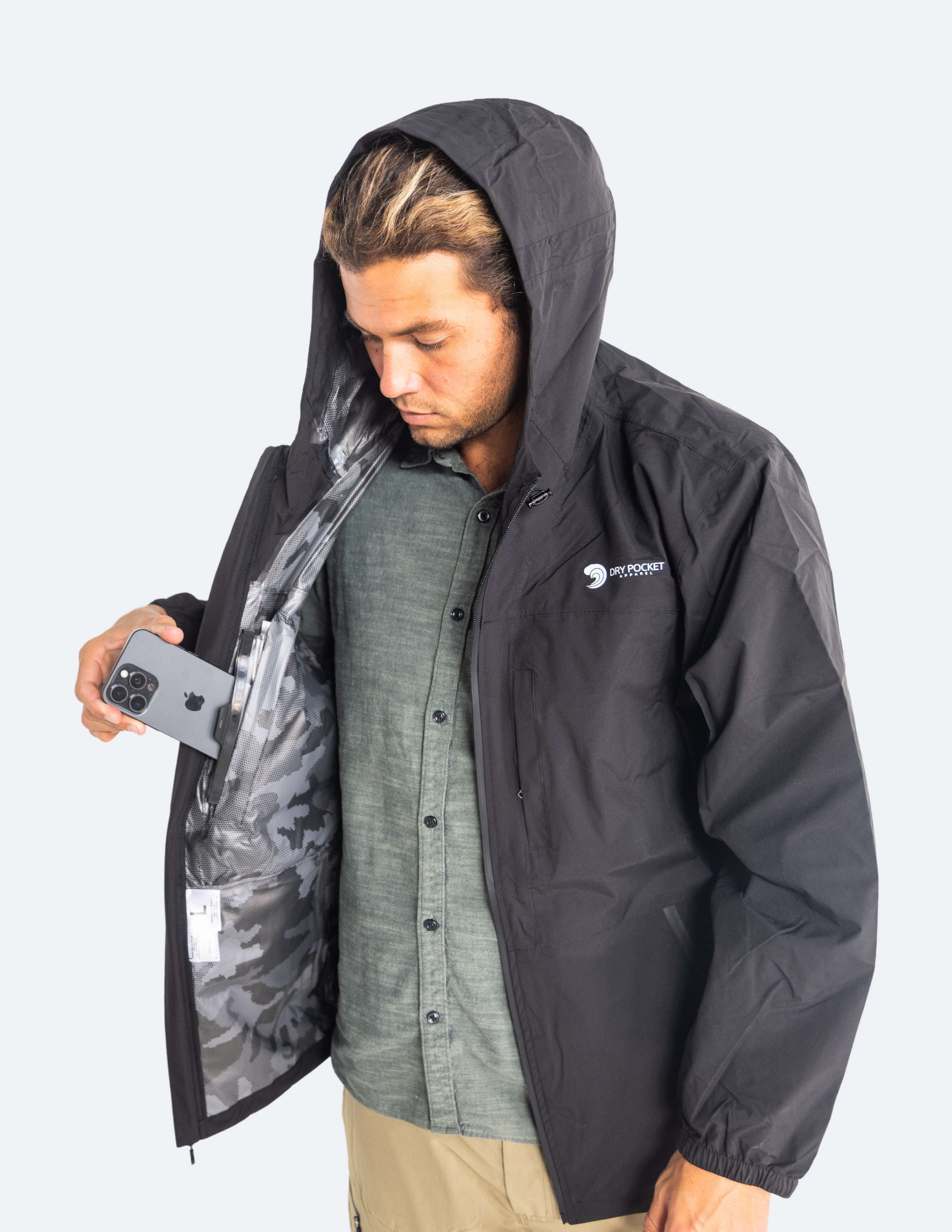 Dry Pocket Black Fin Waterproof Rain Jacket