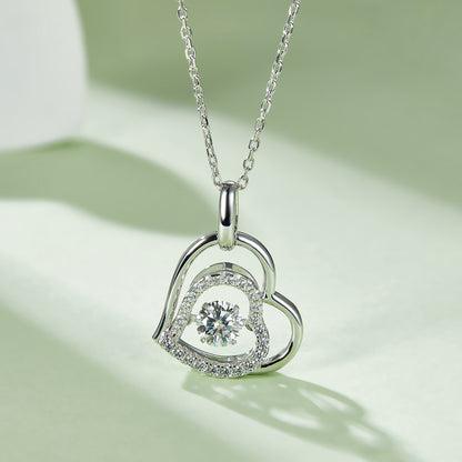 Heart Necklace Moissanite in 925 Sterling Silver