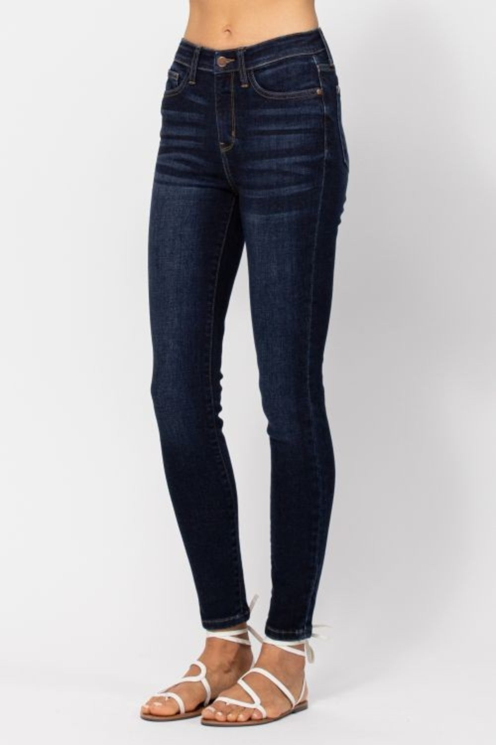 Dark Denim High Waist Handsand Skinny Jeans