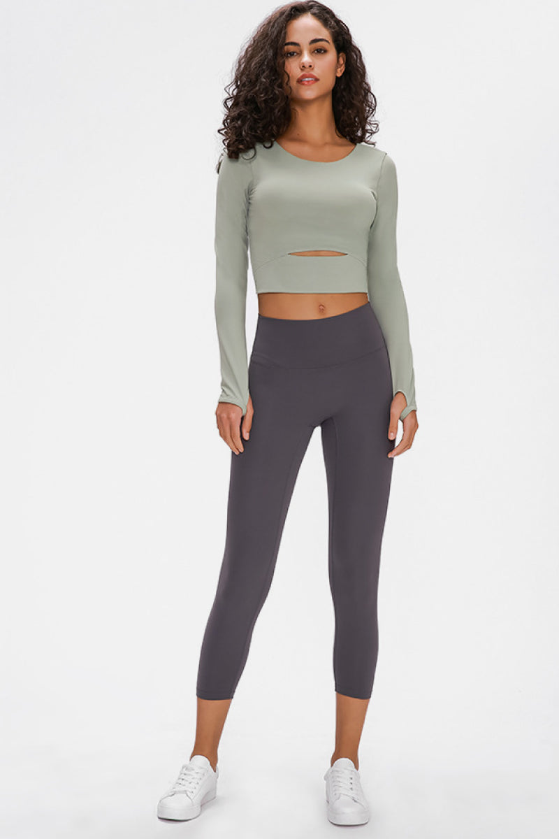 Long Sleeve Crop Top with Sports Strap