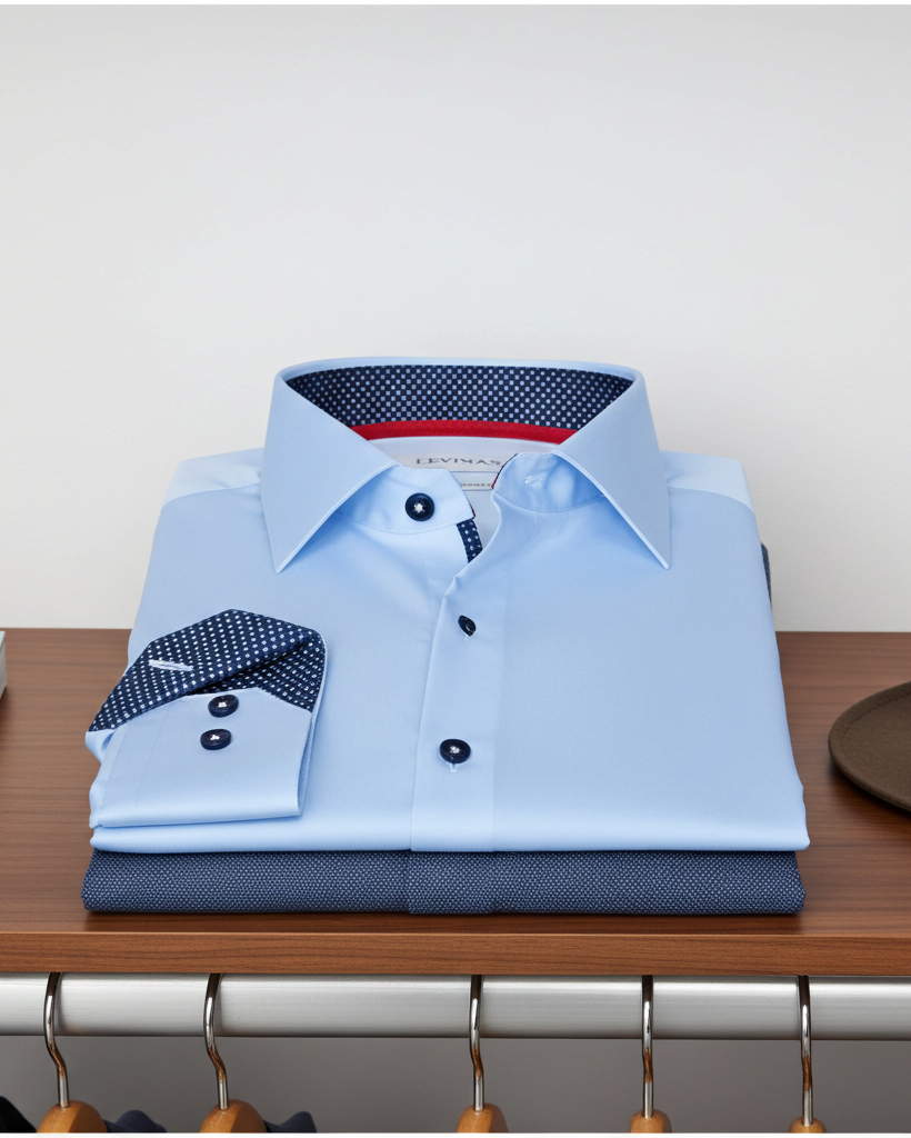 Matthew Button-Up Shirt with Contrast Details Blue | Contemporary Fit (Regular)