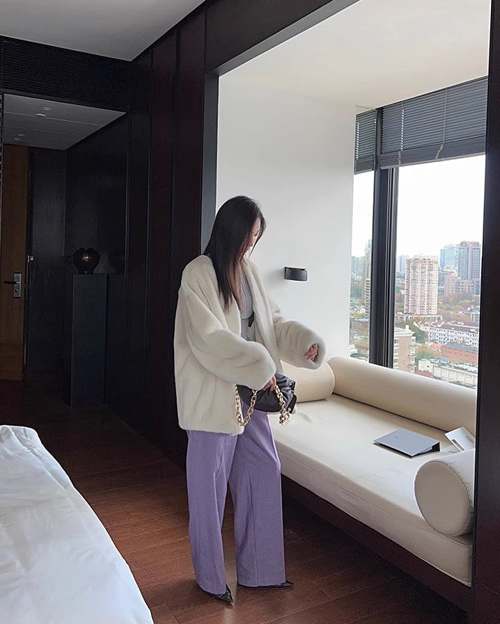 Swiss Snow Mink Velvet Fur Coat