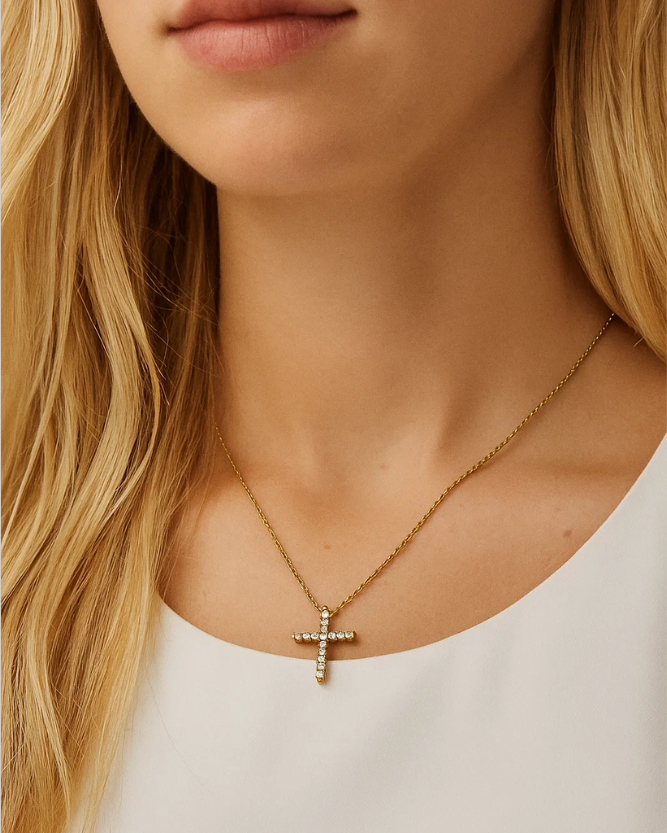 Timeless Grace CZ Cross Pendant Necklace