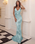 Marissa Aqua Sequin Gown