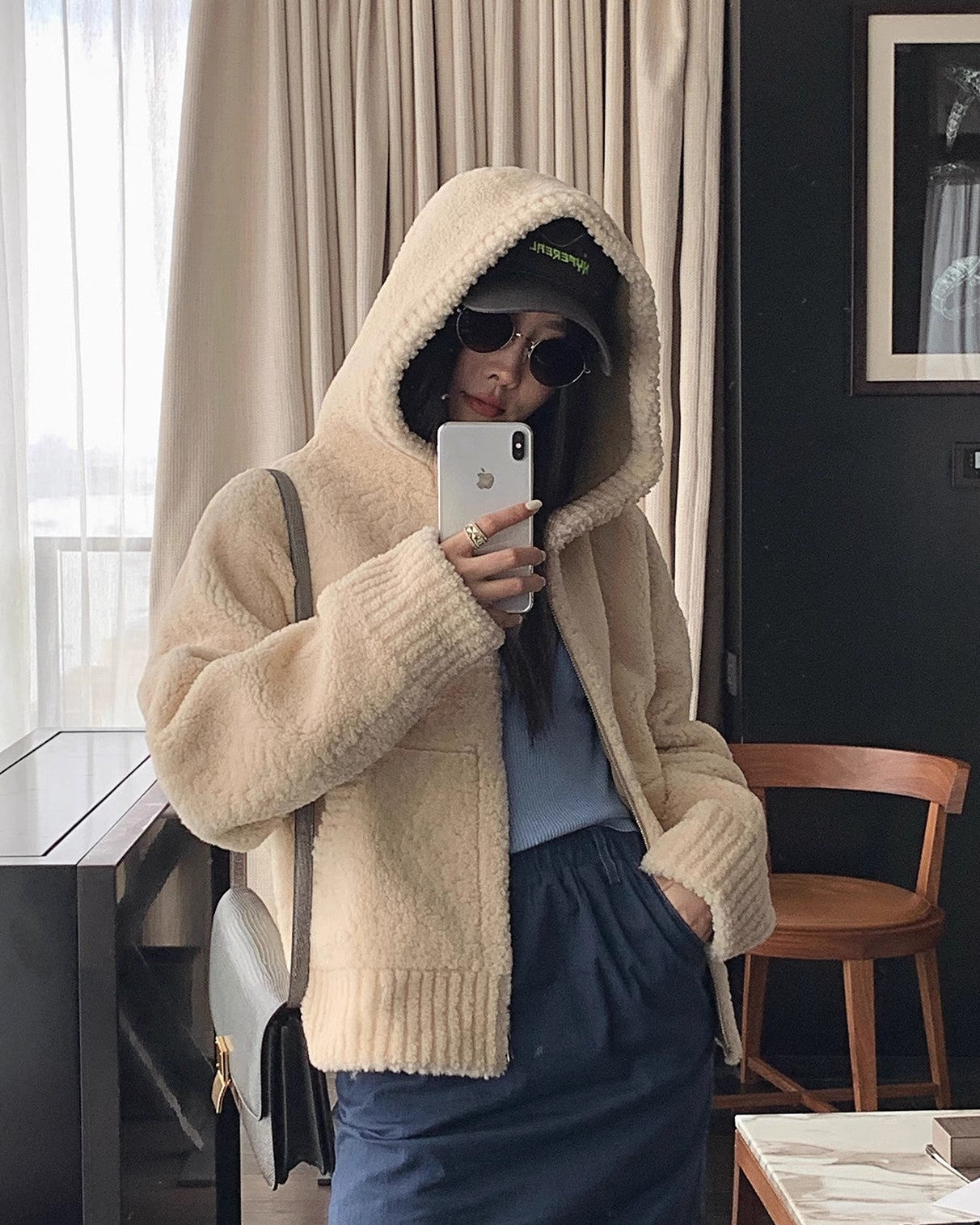 Fireladyfur Women's Hooded Merino Sheepskin Jacket ‘Bad Boy’