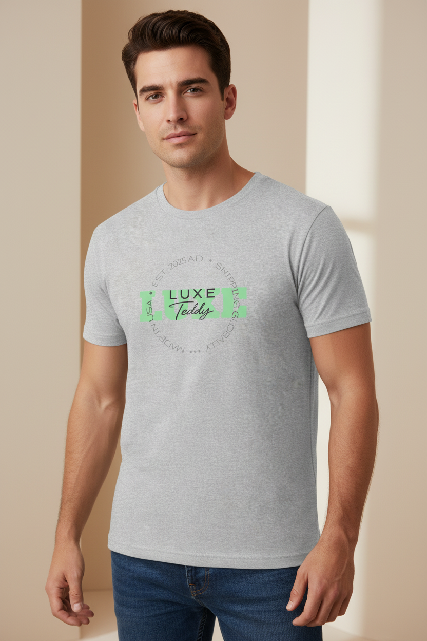 Luxe Teddy Oversized Vintage Green 'LUXE' Boxy Tee | 1021