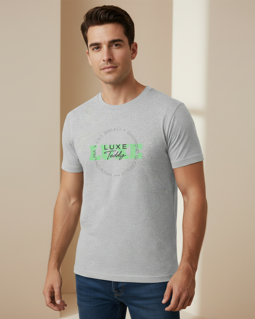Luxe Teddy Oversized Vintage Green 'LUXE' Boxy Tee | 1021