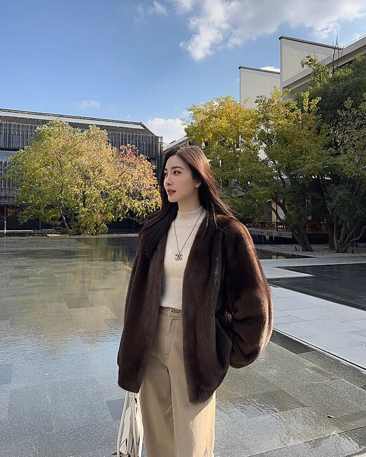 Swiss Snow Mink Velvet Fur Coat