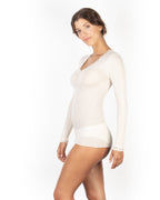 EGi Luxury Wool Silk Long Sleeve Top with Lace Trim