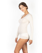 EGi Luxury Wool Silk Long Sleeve Top with Lace Trim