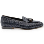 Tino Calfskin Woven Tassel Loafer | Navy