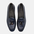 Tino Calfskin Woven Tassel Loafer | Navy