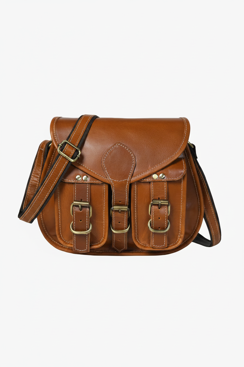 Two Pocket Leather Sling Bag
