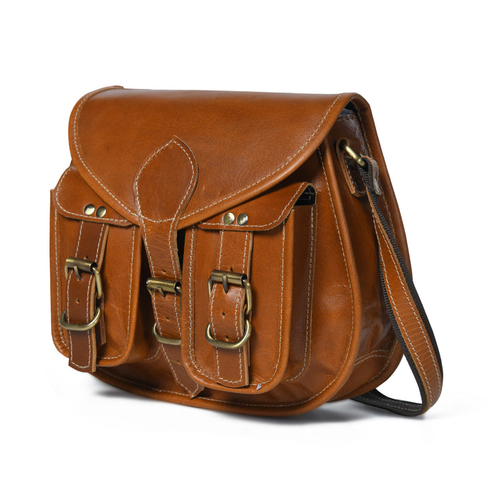 Two Pocket Leather Sling Bag