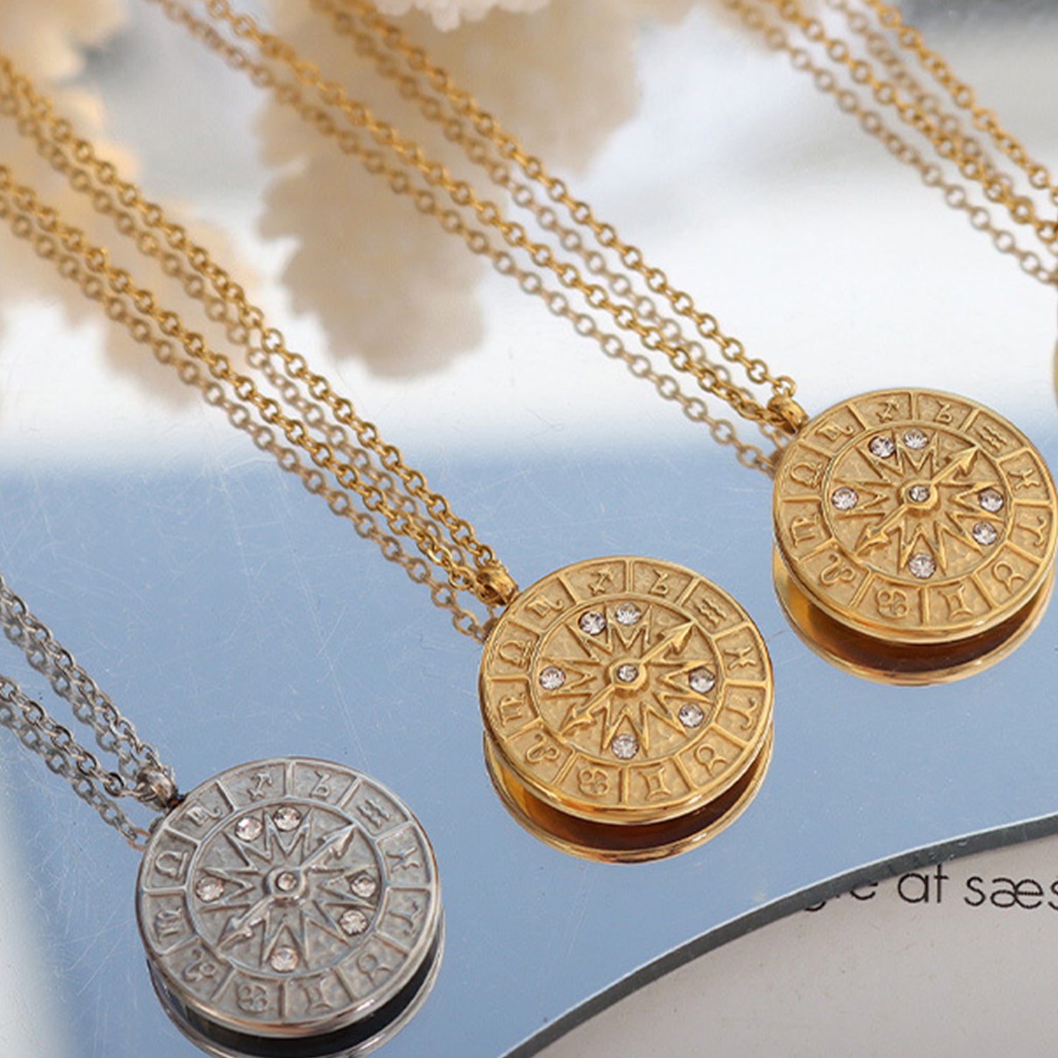 Timepiece Shape Zodiac Pendant Necklace
