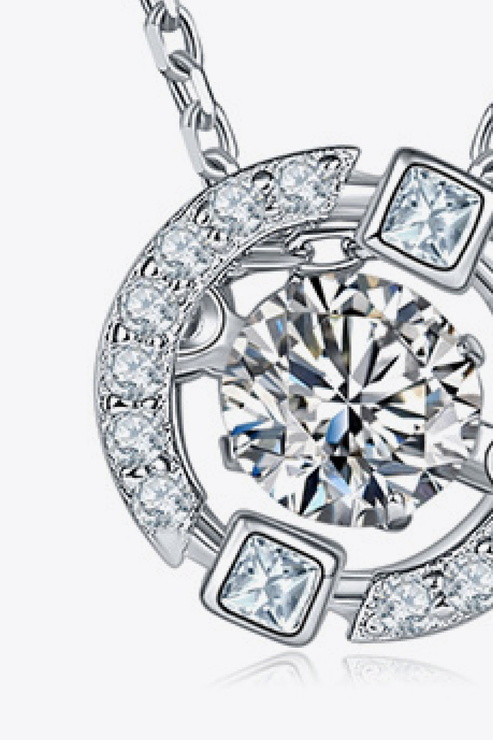 Round Moissanite Pendant Chain-Link Necklace