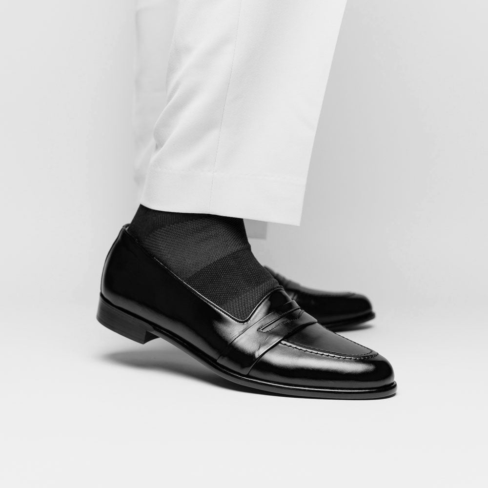Savannah Calfskin Penny Loafer | Black