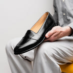 Savannah Calfskin Penny Loafer | Black