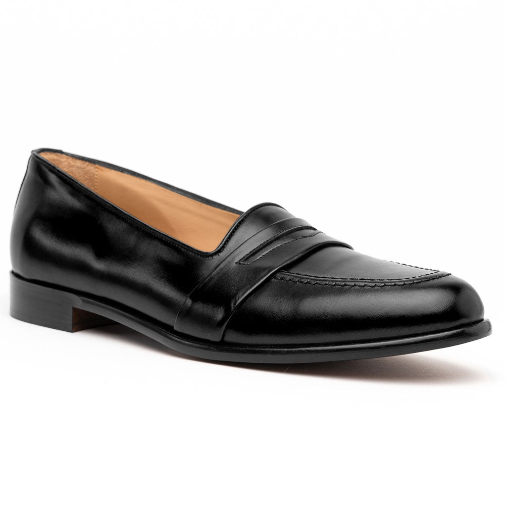 Savannah Calfskin Penny Loafer | Black