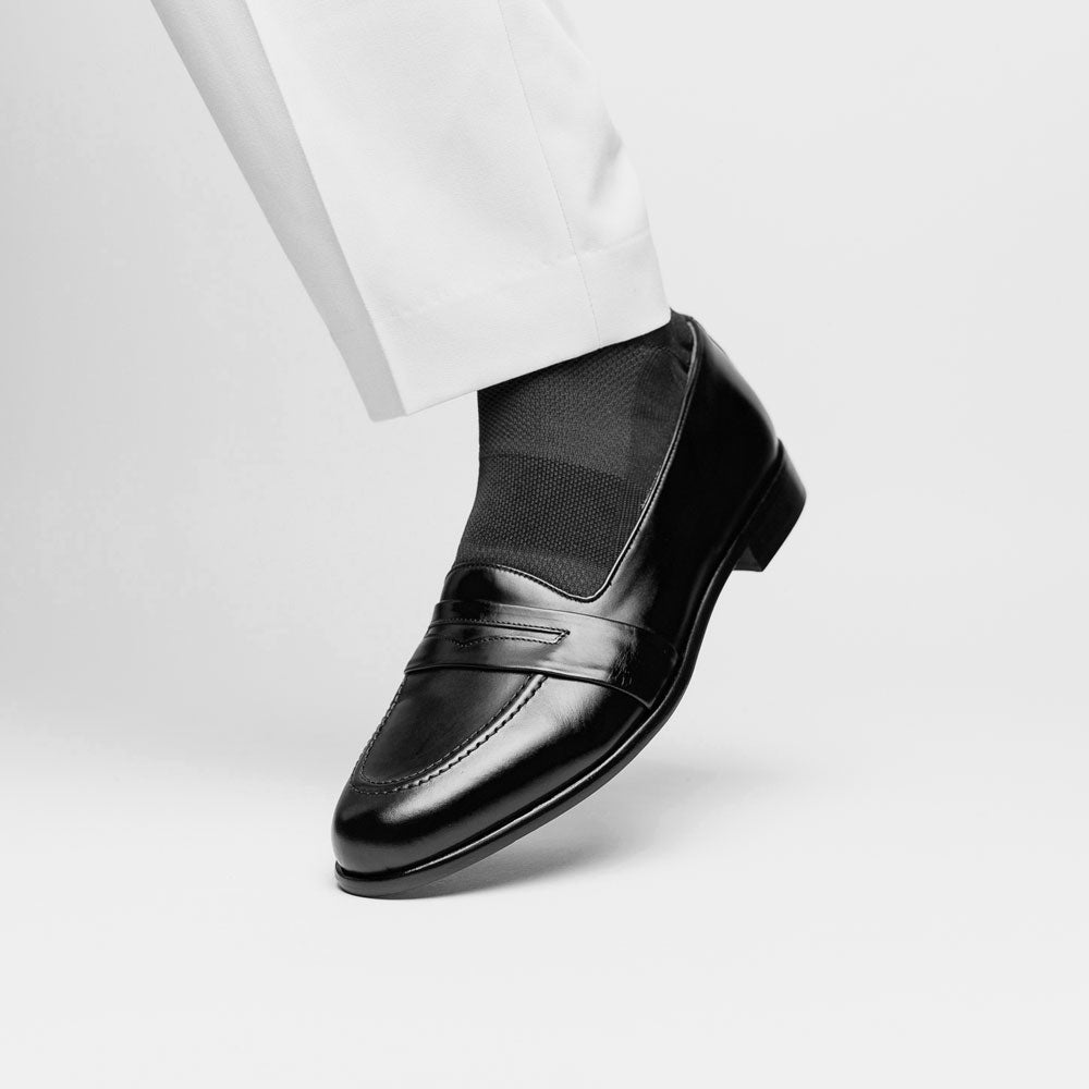 Savannah Calfskin Penny Loafer | Black