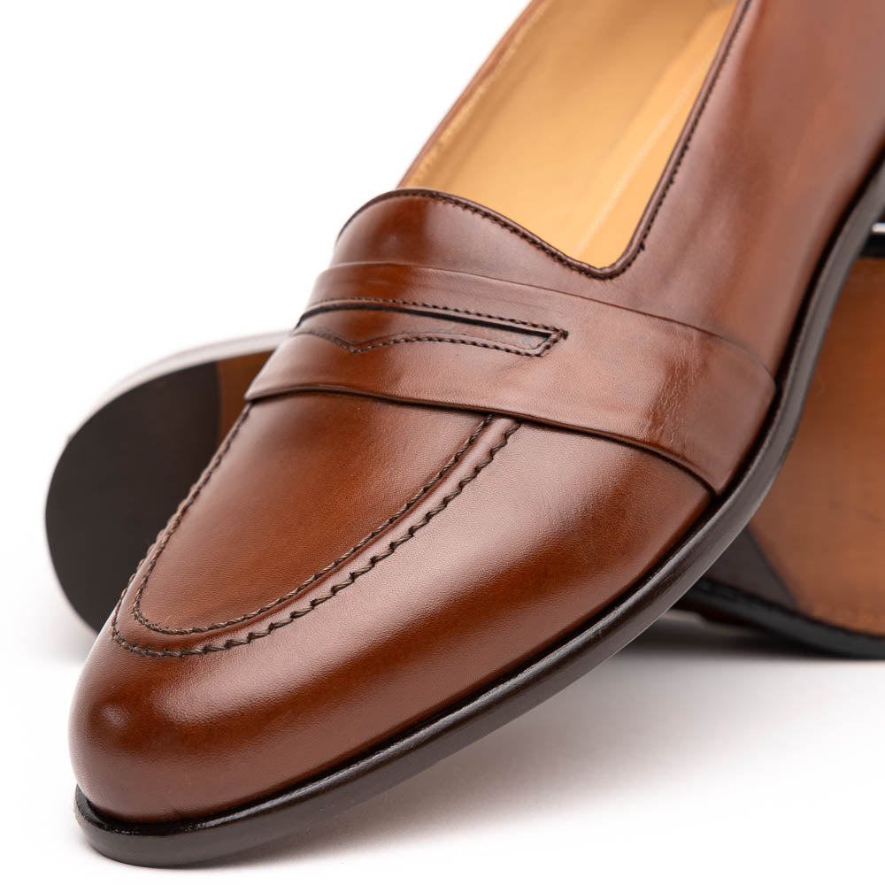 Savannah Calfskin Penny Loafer | Chili