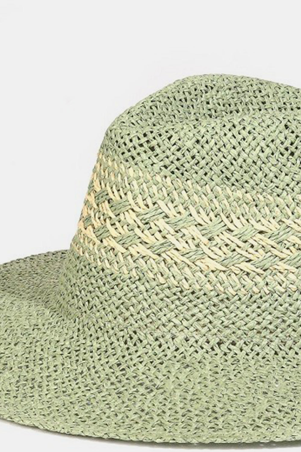 Sage Contrast Wide Brim Straw Hat