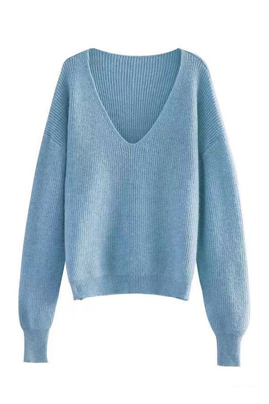Ribbed V-Neck Sweater