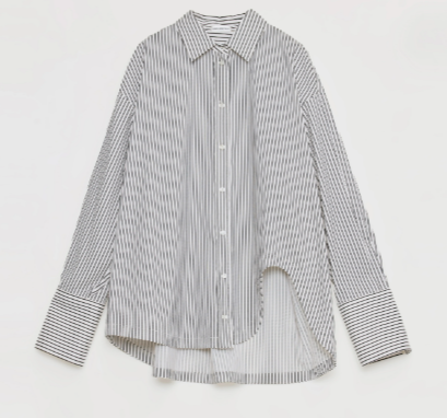 'Striped Fantasy' Asymmetric Slanted Front Two-Wear Striped Long Sleeve Shirt