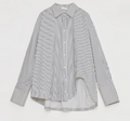 'Striped Fantasy' Asymmetric Slanted Front Two-Wear Striped Long Sleeve Shirt