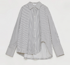 'Striped Fantasy' Asymmetric Slanted Front Two-Wear Striped Long Sleeve Shirt